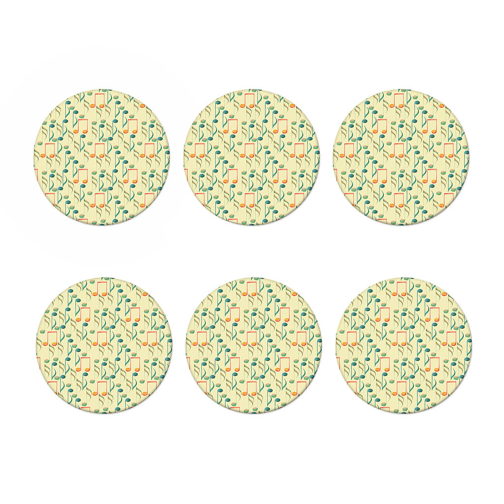 Watercolor Music Notes Pattern Print Coaster Set