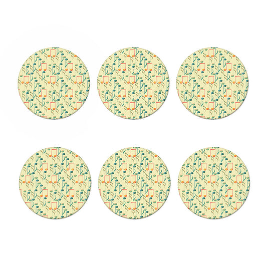Watercolor Music Notes Pattern Print Coaster Set
