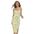 Watercolor Music Notes Pattern Print Cross Back Cami Dress