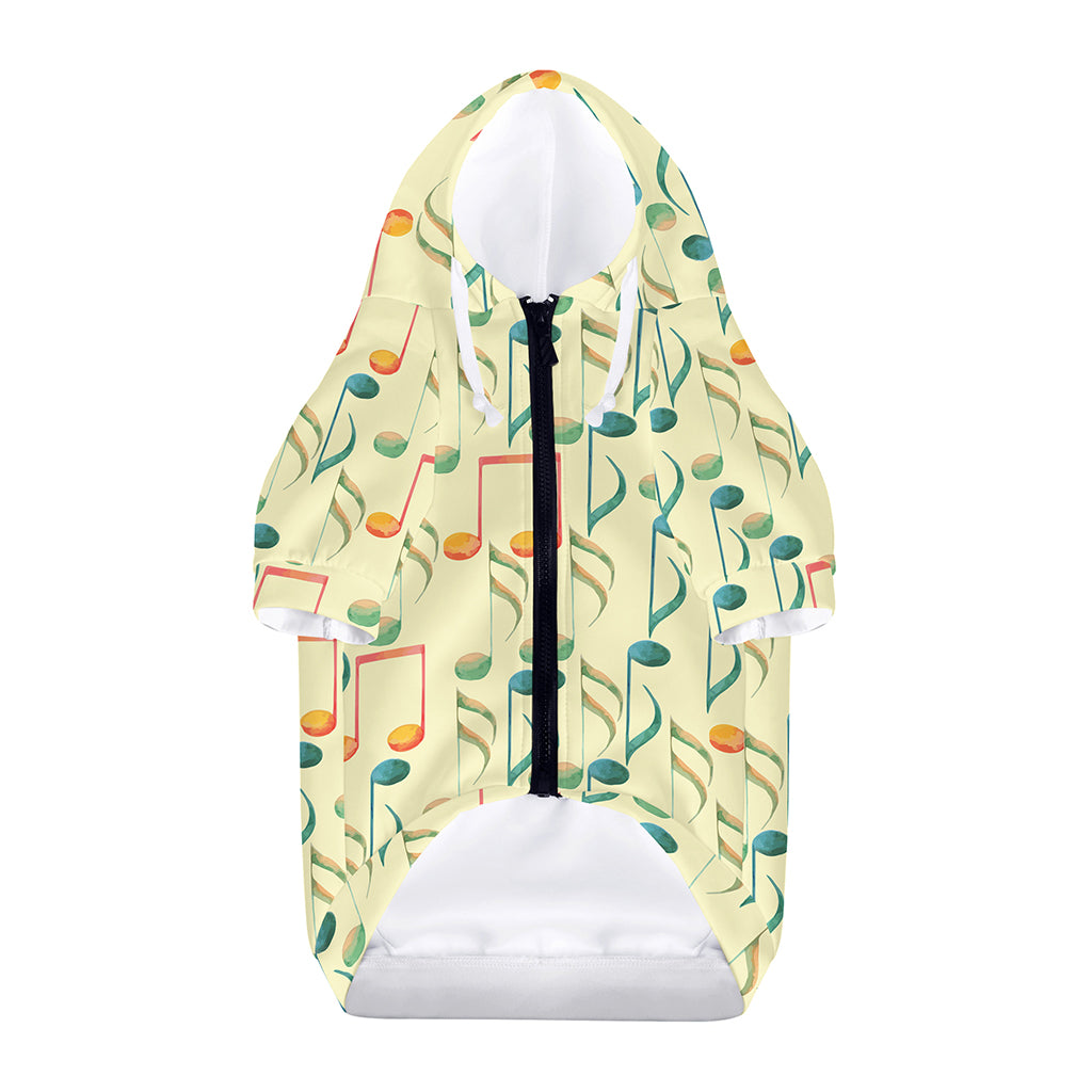 Watercolor Music Notes Pattern Print Dog Zip Up Hoodie