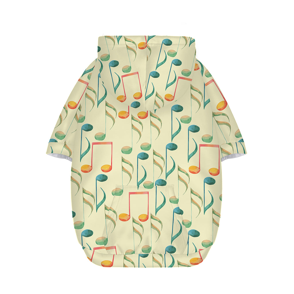 Watercolor Music Notes Pattern Print Dog Zip Up Hoodie