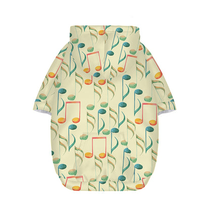 Watercolor Music Notes Pattern Print Dog Zip Up Hoodie