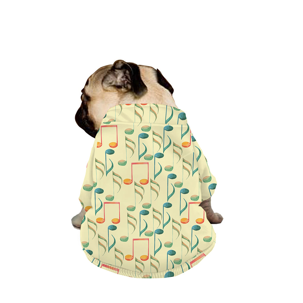 Watercolor Music Notes Pattern Print Dog Zip Up Jacket
