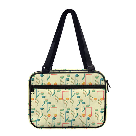 Watercolor Music Notes Pattern Print Double Strap Bible Bag