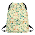 Watercolor Music Notes Pattern Print Drawstring Backpack