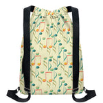 Watercolor Music Notes Pattern Print Drawstring Backpack
