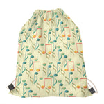 Watercolor Music Notes Pattern Print Drawstring Bag