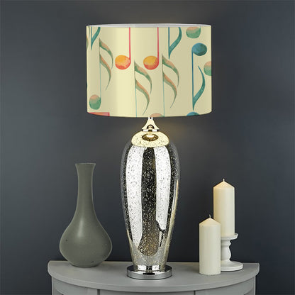 Watercolor Music Notes Pattern Print Drum Lamp Shade