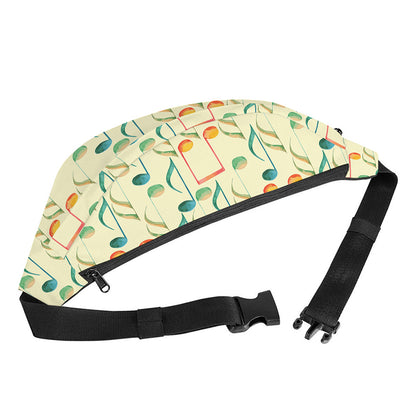 Watercolor Music Notes Pattern Print Fanny Pack