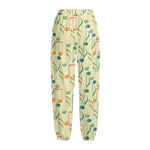 Watercolor Music Notes Pattern Print Fleece Lined Knit Pants
