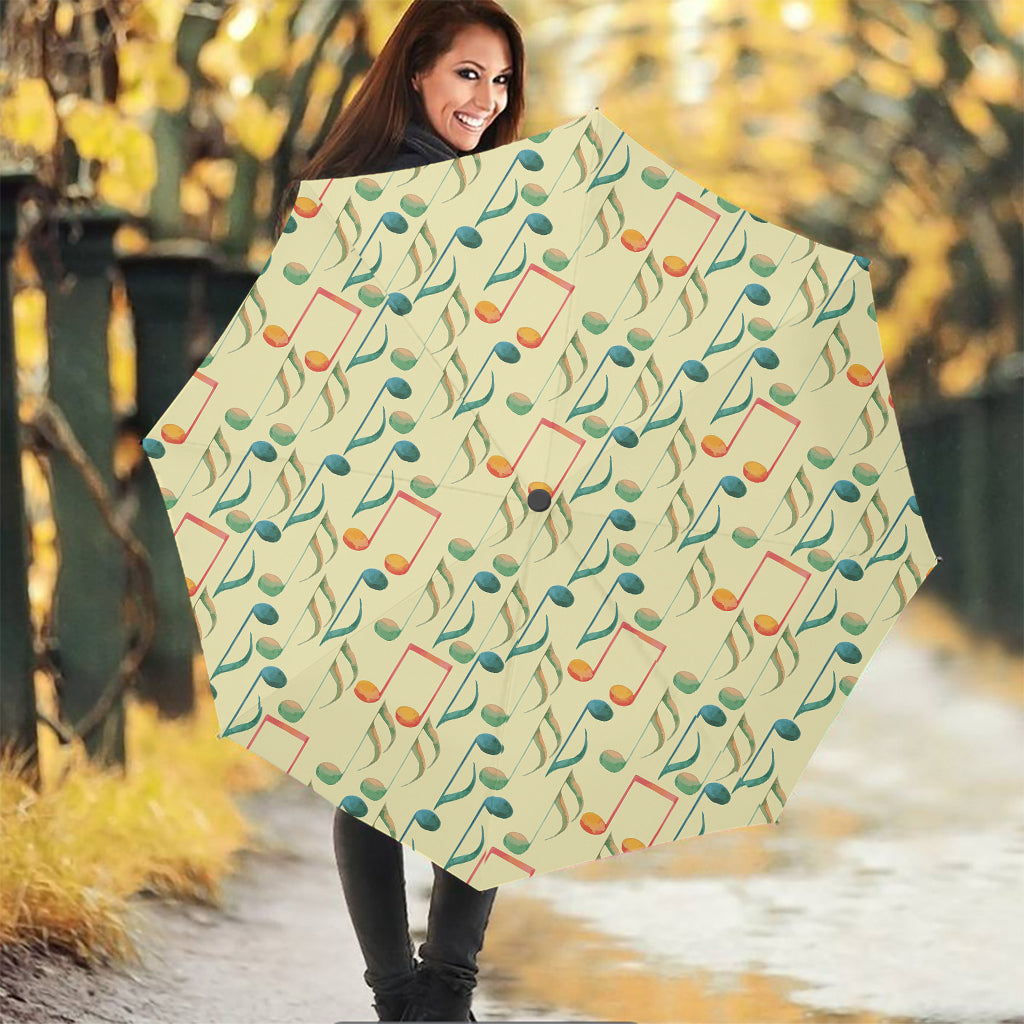 Watercolor Music Notes Pattern Print Foldable Umbrella