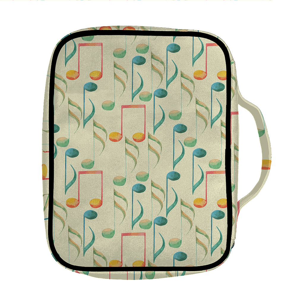 Watercolor Music Notes Pattern Print Front Pocket Bible Bag