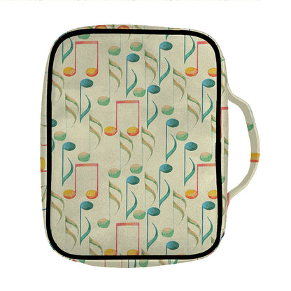 Watercolor Music Notes Pattern Print Front Pocket Bible Bag