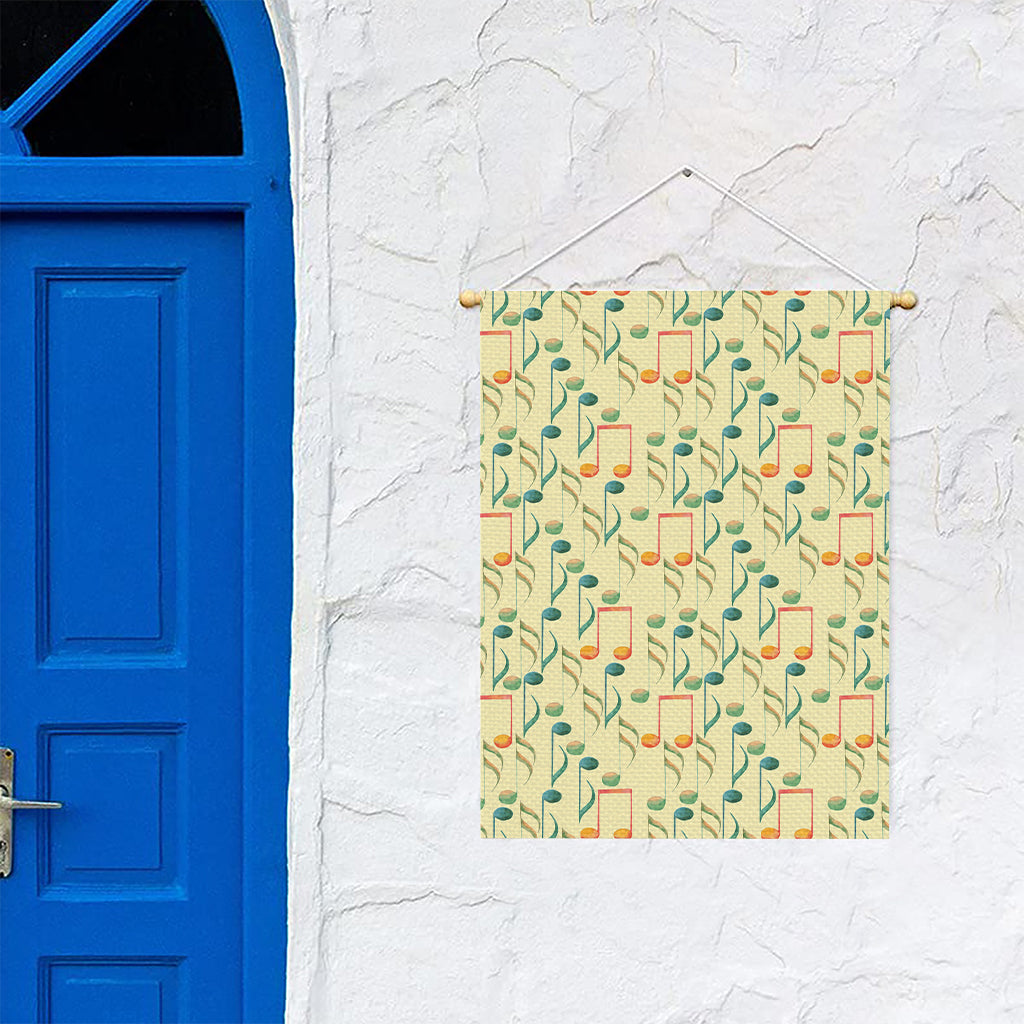 Watercolor Music Notes Pattern Print Garden Flag