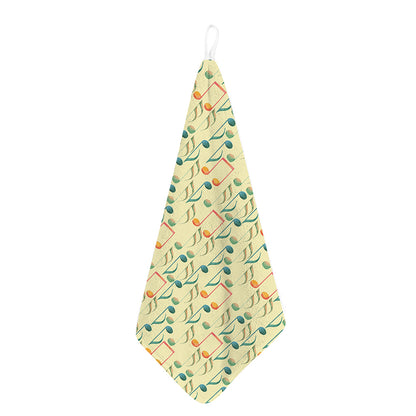 Watercolor Music Notes Pattern Print Hand Towel