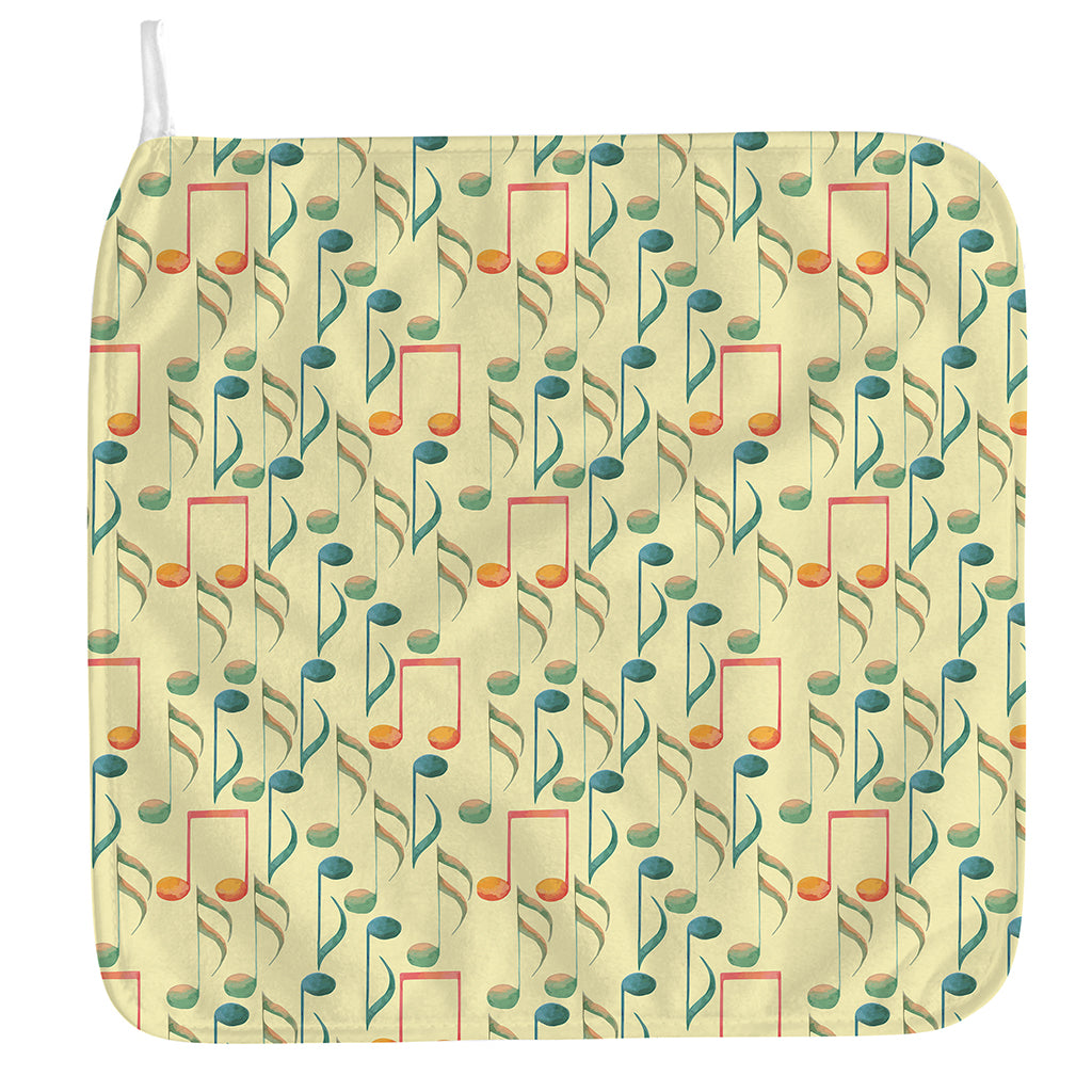 Watercolor Music Notes Pattern Print Hand Towel