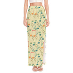 Watercolor Music Notes Pattern Print High Slit Maxi Skirt