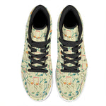 Watercolor Music Notes Pattern Print High Top Leather Sneakers