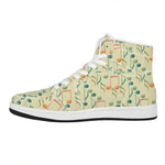 Watercolor Music Notes Pattern Print High Top Leather Sneakers