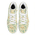 Watercolor Music Notes Pattern Print High Top Leather Sneakers