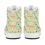 Watercolor Music Notes Pattern Print High Top Leather Sneakers