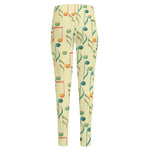 Watercolor Music Notes Pattern Print High-Waisted Pocket Leggings