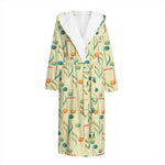 Watercolor Music Notes Pattern Print Hooded Bathrobe