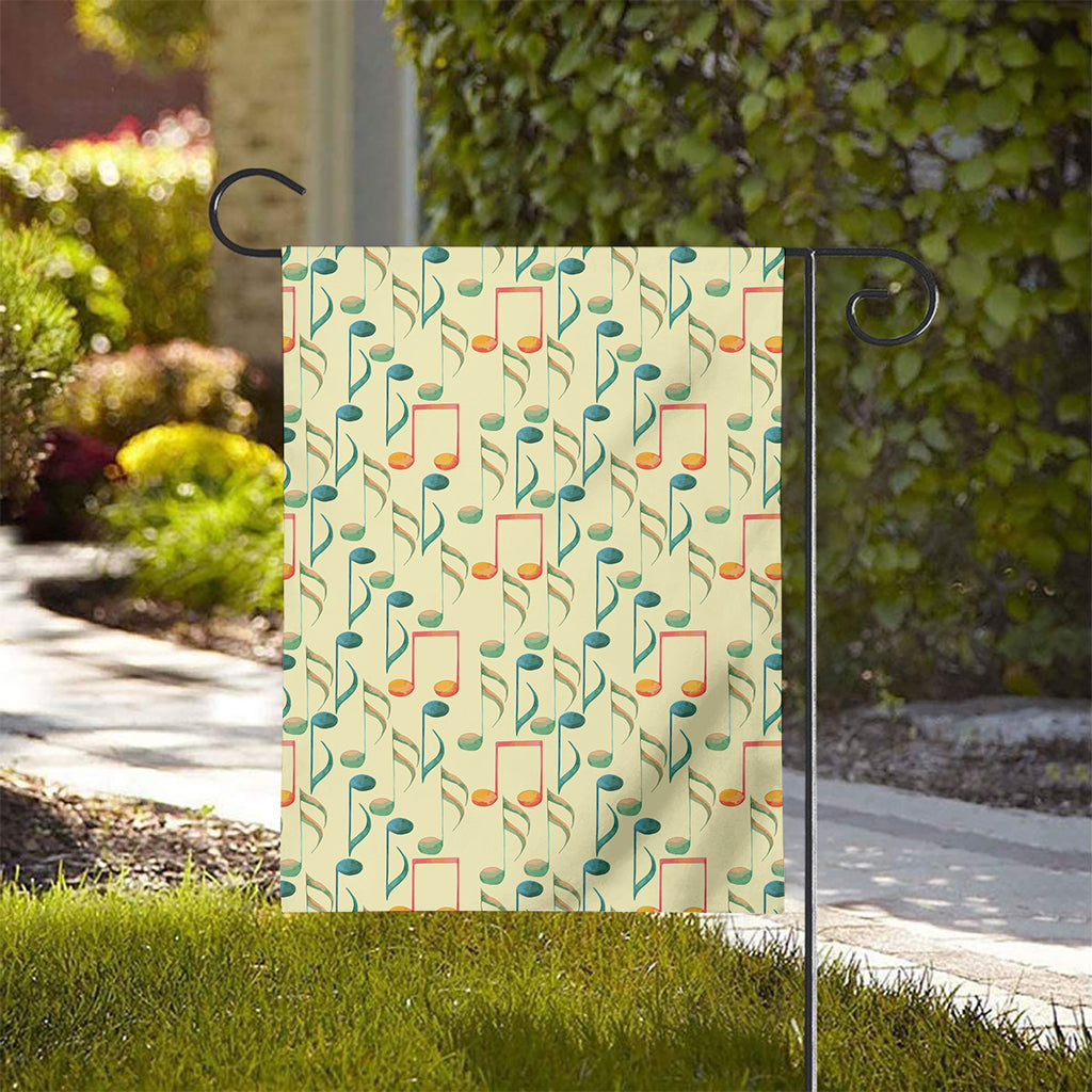 Watercolor Music Notes Pattern Print House Flag