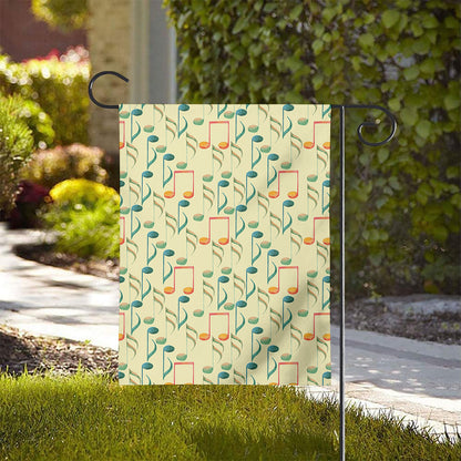 Watercolor Music Notes Pattern Print House Flag