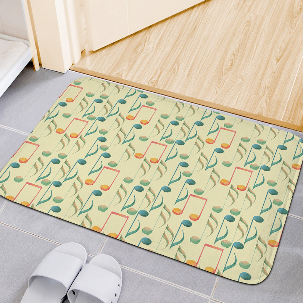 Watercolor Music Notes Pattern Print Indoor Door Mat