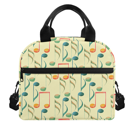 Watercolor Music Notes Pattern Print Insulated Lunch Bag