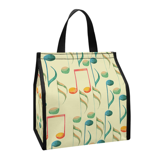 Watercolor Music Notes Pattern Print Insulated Lunch Tote