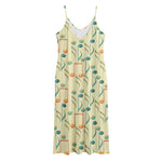 Watercolor Music Notes Pattern Print Jersey Midi Cami Dress