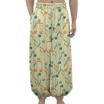 Watercolor Music Notes Pattern Print Lantern Pants