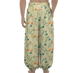 Watercolor Music Notes Pattern Print Lantern Pants