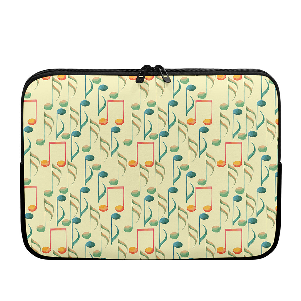 Watercolor Music Notes Pattern Print Laptop Sleeve