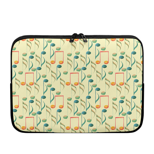 Watercolor Music Notes Pattern Print Laptop Sleeve