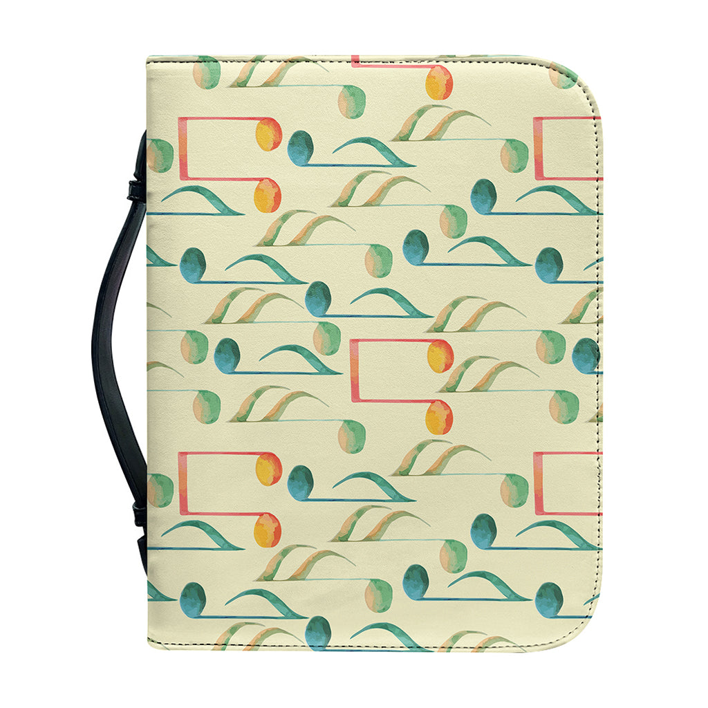 Watercolor Music Notes Pattern Print Leather Bible Cover