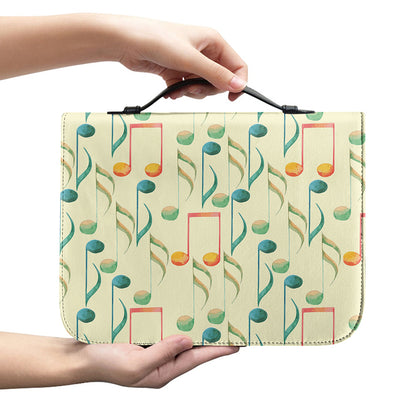 Watercolor Music Notes Pattern Print Leather Bible Cover