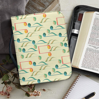 Watercolor Music Notes Pattern Print Leather Bible Cover