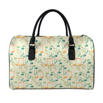Watercolor Music Notes Pattern Print Leather Duffle Bag