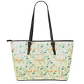 Watercolor Music Notes Pattern Print Leather Tote Bag With Zipper