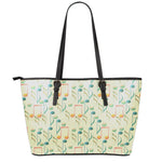 Watercolor Music Notes Pattern Print Leather Tote Bag