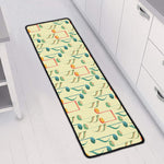 Watercolor Music Notes Pattern Print Long Kitchen Mat