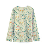 Watercolor Music Notes Pattern Print Long Sleeve Short Coat