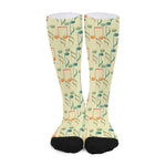 Watercolor Music Notes Pattern Print Long Socks