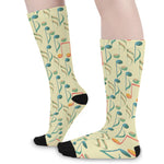 Watercolor Music Notes Pattern Print Long Socks