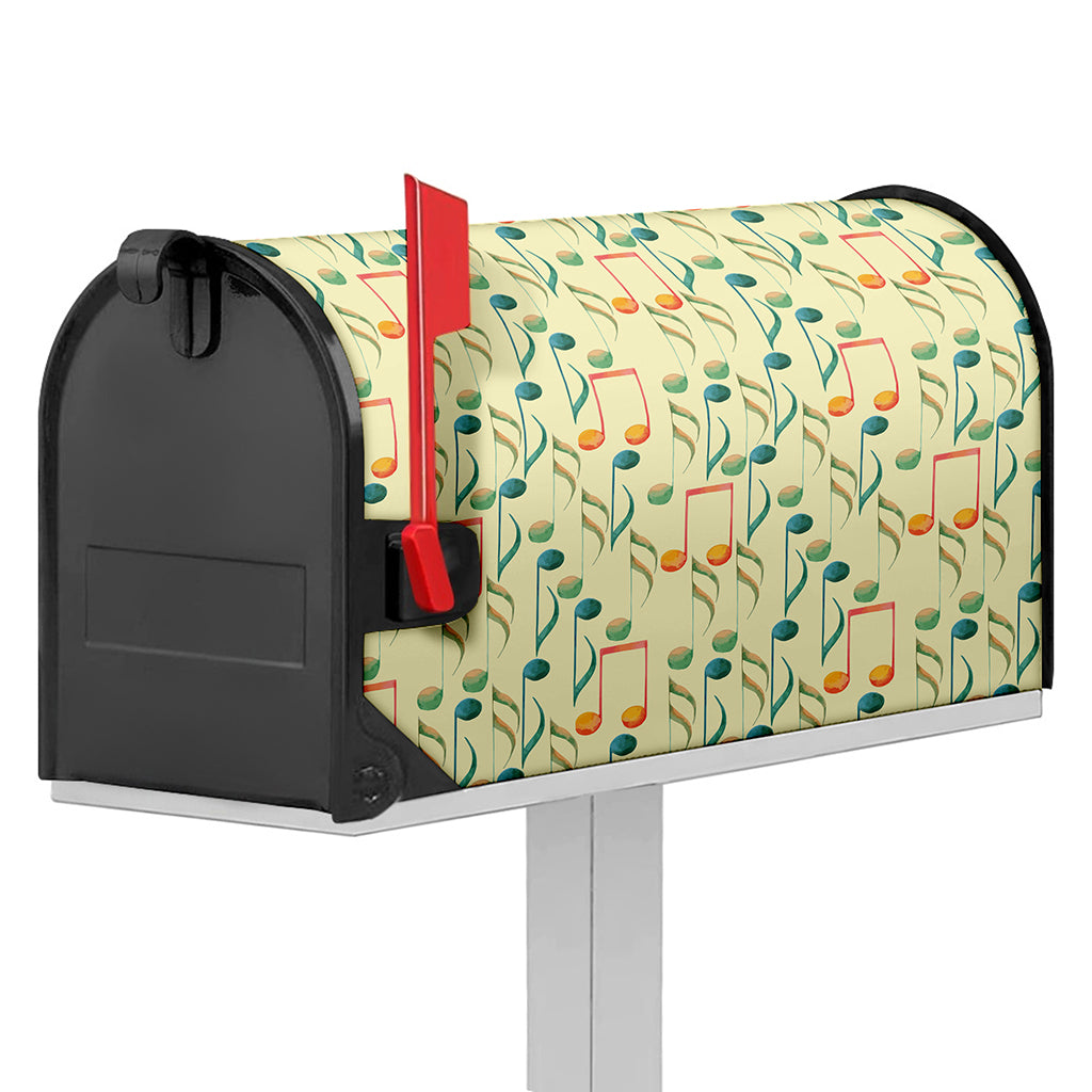Watercolor Music Notes Pattern Print Mailbox Cover