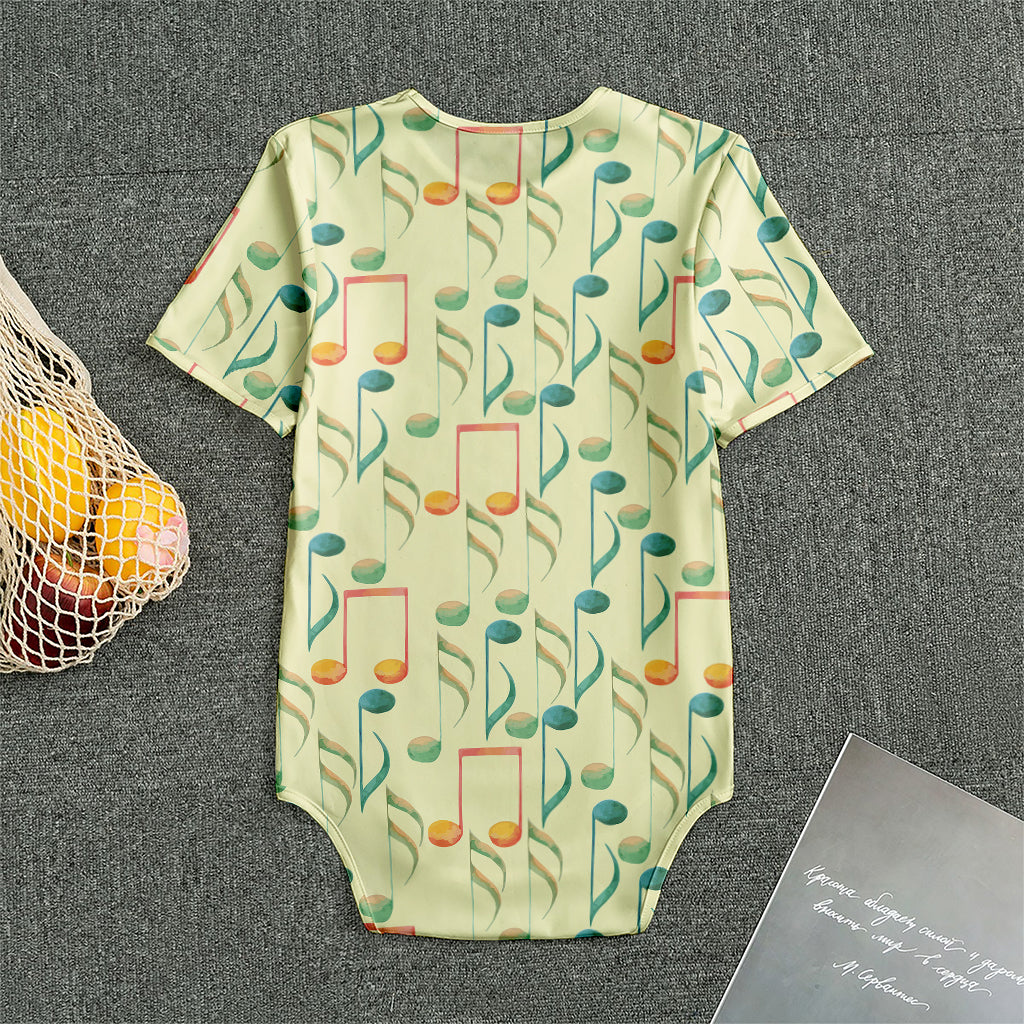 Watercolor Music Notes Pattern Print Men's Bodysuit