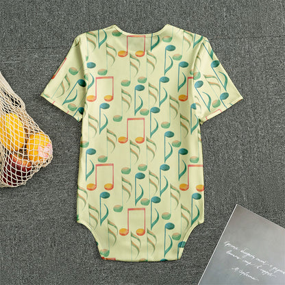 Watercolor Music Notes Pattern Print Men's Bodysuit